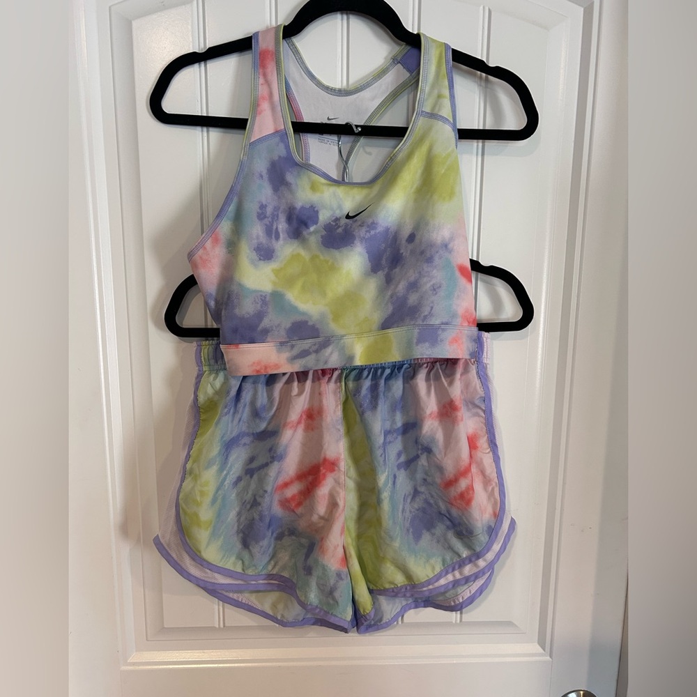 Nike Pastel Tie Dyed Shorts and Bra set